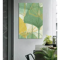 da monica Ginkgo Leaf Green Canvas Teakwood And MDF Framed Floral Art Print-picture-26