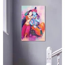 da monica Radha Krishna Multicolor Canvas Teakwood And MDF Framed Spiritual Art Print-picture-32