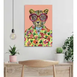 da monica Tiger Multicolour Canvas Teakwood And MDF Framed Art Print-picture-40