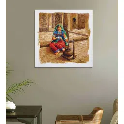 da monica Woman Brown Canvas Teakwood And MDF Framed Art Print-picture-21