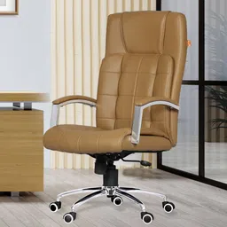 da urban Richmond Beige Revolving High Back | Ergonomic | Home & Office | Leatherette Office Executive Chair-picture-18