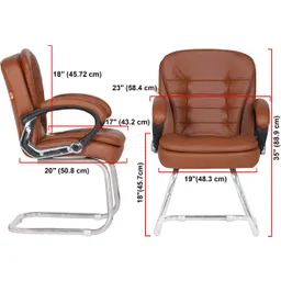 da urban Milford Tan With Arms | Heavy Duty Frame| Study Chair | Leatherette Office Visitor Chair image 4
