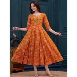 Da Vastraagaar Floral Printed Gotta Patti Pure Cotton Anarkali Kurta-picture-28