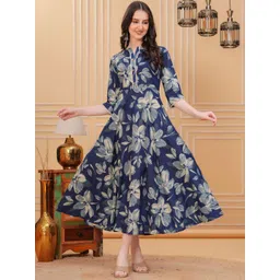 Da Vastraagaar Floral Printed Mandarin Collar Pure Cotton Anarkali Kurta-picture-38