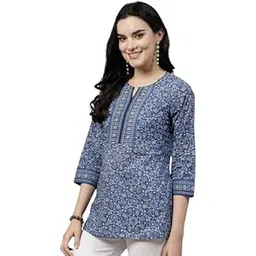 Da Vastraagaar Women's Rayon Floral Print Regular Wear Top Printed Western Tops Short Kurti ? Comfortable Everyday Wear & 3/4 Sleeves-picture-46