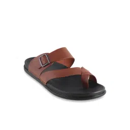 Da Vinchi by Metro Men's Caramel Brown Cross Strap Sandals-picture-18