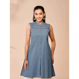 Daali Blue Cotton Regular Fit Kurtis-picture-14