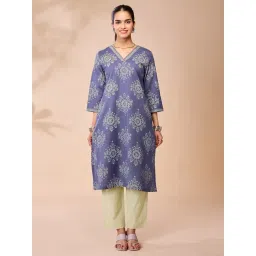 Daali Blue Cotton Regular Fit Printed Kurta-picture-10