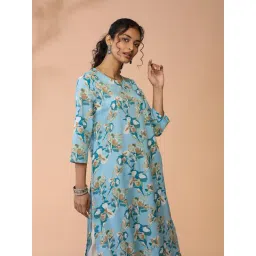 Daali Blue Cotton Regular Fit Printed Kurta image 2