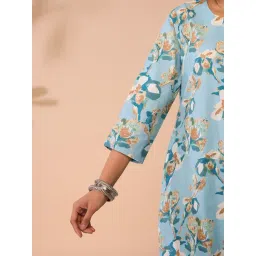 Daali Blue Cotton Regular Fit Printed Kurta image 4