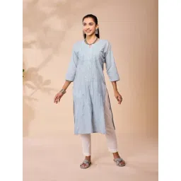Daali Grey Cotton Regular Fit Embroidered Kurta-picture-27