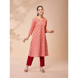 Daali Orange Cotton Regular Fit Printed Kurta-picture-36