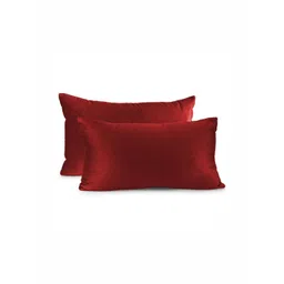 DADDY COOL Maroon Set of 2 Fibre Filled Faux Velvet Ultra Soft Sleep Pillow-picture-28