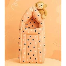 DADDY - G 3-in-1 Baby Bed & Sleeping Bag for Newborn | Portable Cotton Baby Bedding Set | Unisex Carry Nest & Baby Holder for New Born | Soft & Lightweight Infant Sleep Bag (Peach Dot)-picture-29