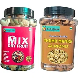 DADHISAGAR Premium Mix Dry Fruits and Thumb Mamra Almonds, 2 Jar Combo Pack, 1kg, Natural-image-10