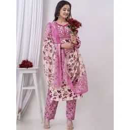 DADIYA Women Floral Printed Regular Kurta with Trousers & With Dupatta-picture-31