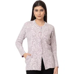 Dadu Dayal Women Floral Printed Round Neck Woollen Cardigan-picture-34