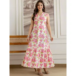 DAEVISH Floral Print Fit & Flare Maxi Dress-picture-27