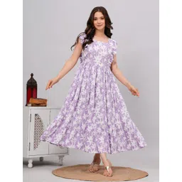 DAEVISH Floral Print Flutter Sleeves Tiered Maxi Dress-picture-33
