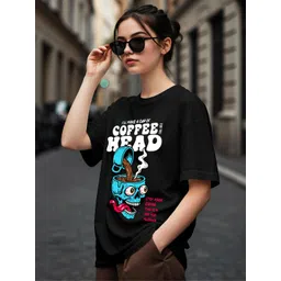 Dagcros Girls Black Oversized Graphic Print Loose Fit Casual T-Shirt-picture-36