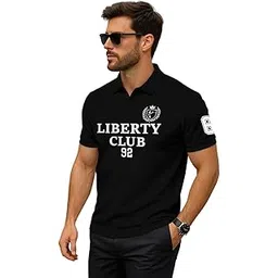dagcros Liberty Club 92 Men's Polo T-Shirt, Classic Regular Fit, Half Sleeve, Black-picture-11