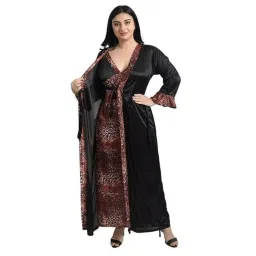 dailnight 4ps set Women nightwear in Animal print with lingerie set for womrn bre and panty set 4ps set image 1