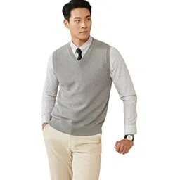daily dude Men's Solid Sleeveless Sweater | Soft Regular Fit V Neck Sleeveless Formal Casual Sweater for Winter-picture-25
