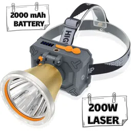 200 Watt Laser Rechargeable Head Lamp 3 Blink Mode Aluminum Body 4000mAh Battery 5 hrs Torch Emergency Light-image-15