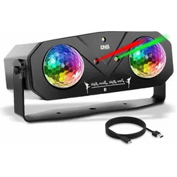 Dual Lens Party Light Projector, Remote-Sound Activated RGB Laser &Strobe Effect Single Disco Ball-image-30