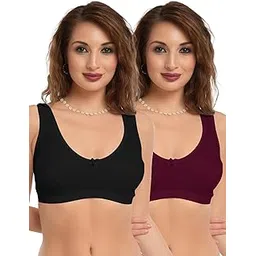 daisy dee Women's Girls Cotton Easy Slip-On Bras Non-Padded Wirefree High Coverage Sleep Bra Comfortable Fit Everyday Sports Bra Home Bra - NLRA-picture-39