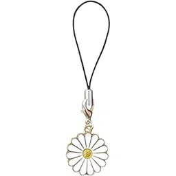 Daisy Flower Phone Strap Charm for Girls, White and Gold-picture-14