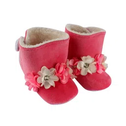 Daizy Floral Applique Embellished Booties - Pink-picture-12