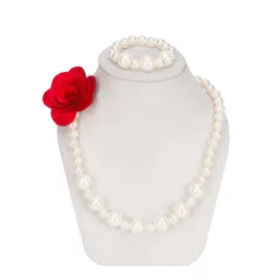Daizy Girls Floral Artificial Pearl Beaded Necklace With Bracelet Jewellery Set-picture-41