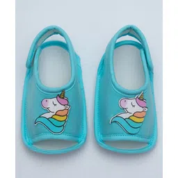 Daizy Unicorn Applique Detailed Velcro Closure Booties - Sky Blue-picture-14