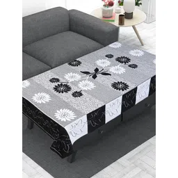 Dakshya Industries Black & White Floral Woven-Design 4-Seater Rectangle Cotton Table Cover-picture-34