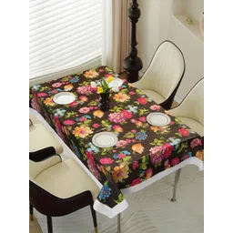 Dakshya Industries Black Floral Printed Waterproof Plastic 6-Seater Table Cover-picture-10