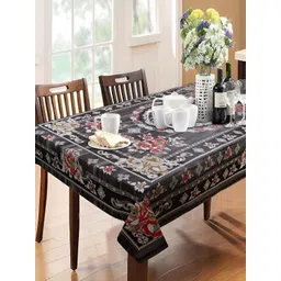 Dakshya Industries Black Floral Waterproof 6-Seater Table Cover-picture-27
