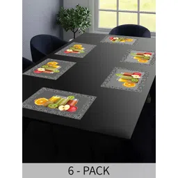 Dakshya Industries Blossom Grey & Green 6 Pieces Rectangle  Table Placemats-image-24