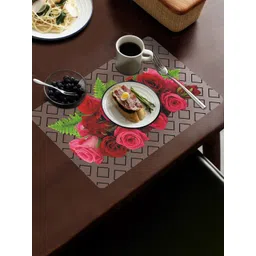Dakshya Industries Blossom White & Red 4 Pieces Floral Printed Waterproof Table Placemats-picture-29