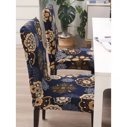 Dakshya Industries Blue 6 Pieces Printed Chair Covers image 4