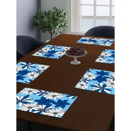 Dakshya Industries Blue & White 6 Pieces Rectangular Table Placemats-picture-32