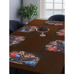 Dakshya Industries Brown & Blue 6 Pieces Printed Table Placemats-picture-20