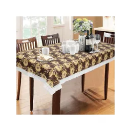 Dakshya Industries Brown Floral Printed 6 Seater Table Cover-picture-41