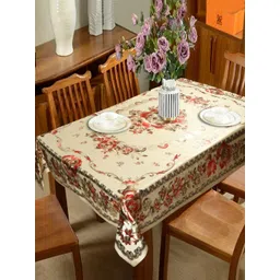 Dakshya Industries Gold-Toned & Green Floral Waterproof 6-Seater Table Cover-image-23
