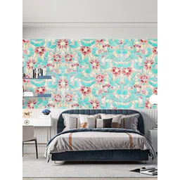 Dakshya Industries Green & Red Floral Printed Self-Adhesive Wallpaper-image-8