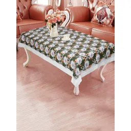 Dakshya Industries Green & White Floral Printed 4-Seater Rectangle Table Cover-picture-37
