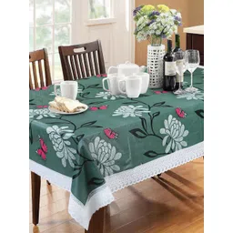 Dakshya Industries Green & White Floral Printed 6-Seater Table Cover-image-10