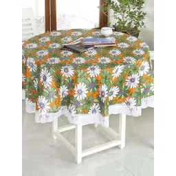 Dakshya Industries Green & White Floral Printed PVC 6 Seater Table Covers-image-38