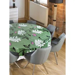 Dakshya Industries Green Floral Printed Waterproof Round 4-Seater Table Cover-picture-34