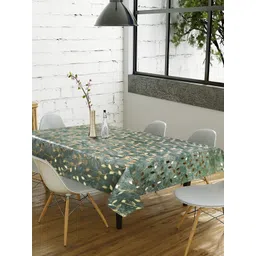 Dakshya Industries Green Floral Waterproof Plastic 6-Seater Table Cover-image-33